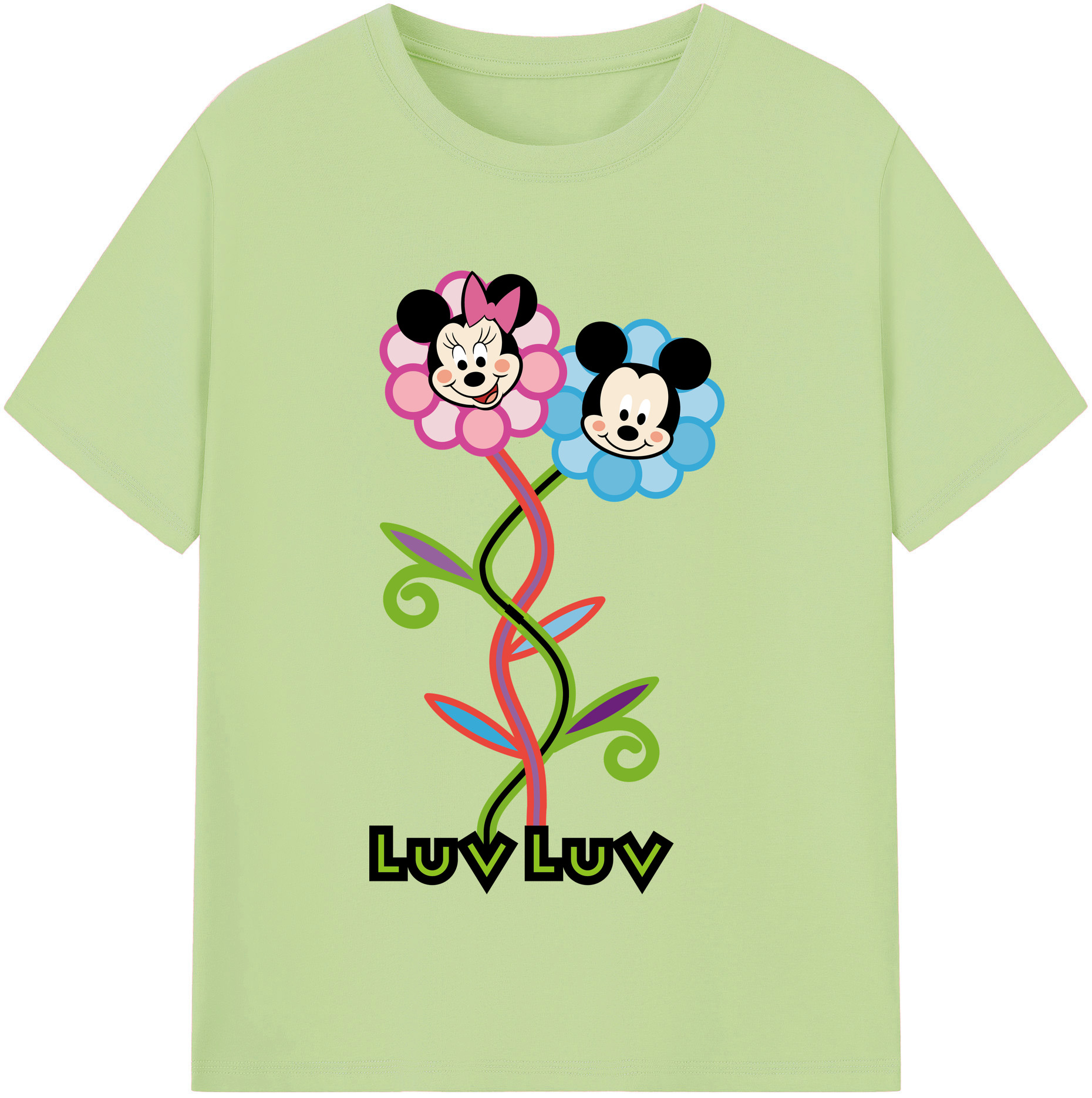（画像用） ミッキーマウス Mickey Mouse 綿100％半袖Tシャツ（フロントプリント）